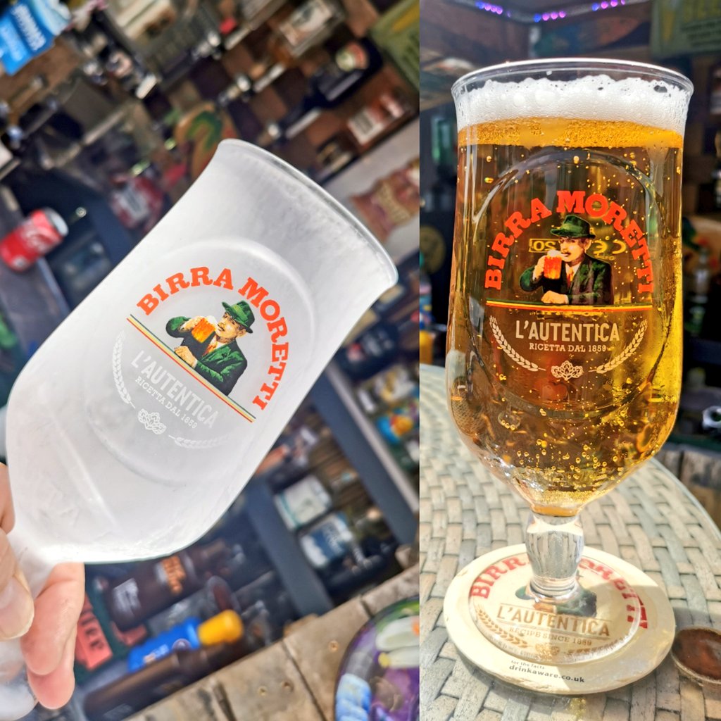 jayclark0106's tweet photo. Glass from the freezer #Maninthehat off the #BladeMachine #TikiTiki 🍻😍 @BirraMorettiUK https://t.co/JtsL7LLPgg