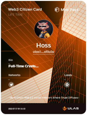 HOSS_ibc's tweet photo. I just created my Web3 Citizen Card Mint Pass with @ulas_network, very easy. If you are worried about 'doxing' your wallet create a fresh one then. 

Check out: https://t.co/nHjP3nsndk

A new social application chain on #Cosmos⚛️ https://t.co/Psw47vF3Gr
