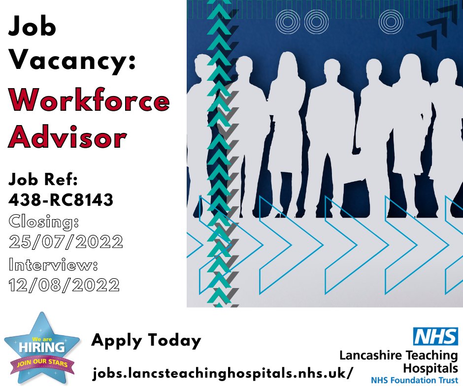 LancsHospJobs's tweet photo. Job Vacancy: Workforce Advisor @LancsHospitals 

⏰ Closes: 25/07/2022

Read more and apply: https://t.co/FdSGwKmuIj

#NHS #NHSjobs #Lancashire #lancashireJobs #Workforce #WorkforceAdvisor #Preston #Chorley https://t.co/rSp2uMCxi2