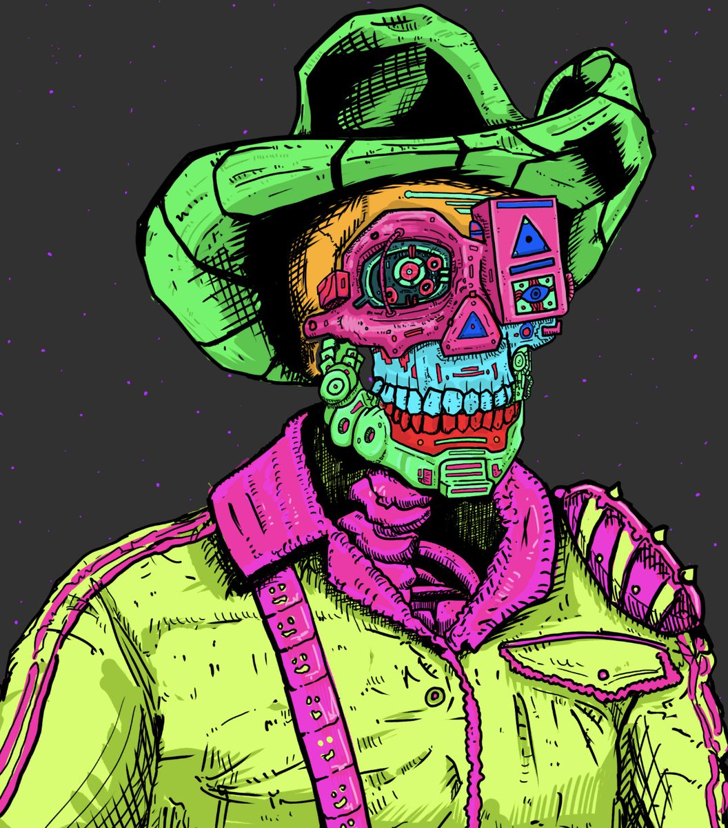 the_skulloids's tweet photo. Cyberpunk Cowboy with DieselPunk and Shaman traits. Get your Skulloid and enjoy all of our perks! Link in comments.

#polygonnft #polygonetwork #polygoncommunity #nftart #nftcollection https://t.co/sOB7mvyleF