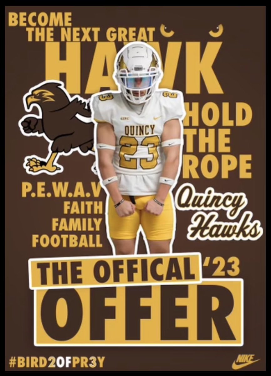 After a great camp yesterday, I am truly blessed to say that I have received an offer from QU to continue to play the game that I love. Thank you to @GaryBassQU for the invite! @JackCornell73 @CoachWilson41 @SchuckSports @ChrisDuerr @EDGYTIM @Tony_WGEM @DeepDishFB @CoachBigPete