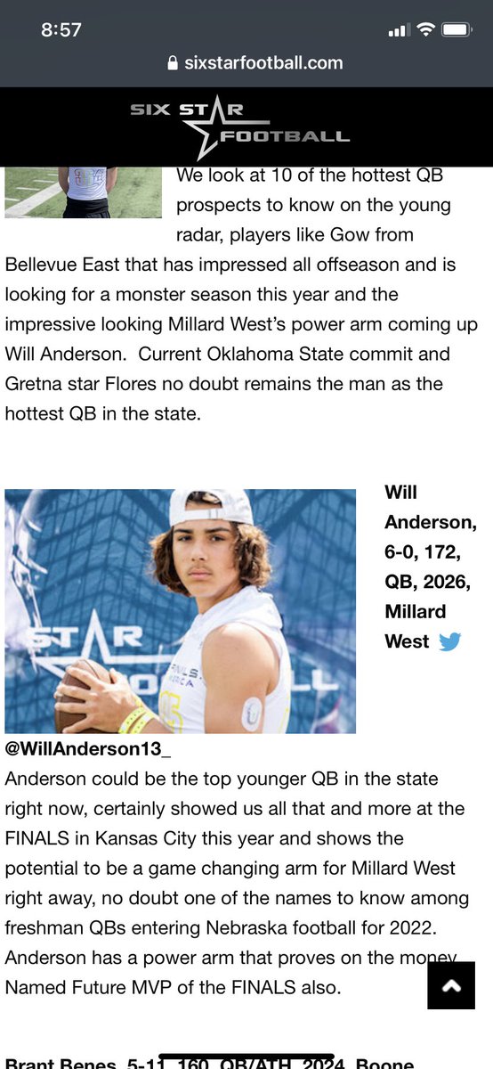 Stephanie Anderson (@saanderson30) on Twitter photo So proud of @WillAnderson13_ He is always putting in the work. Thank you <a href="/6starfootballNE/">Six Star Football | NEBRASKA</a> what an honor for my son to be mentioned with some great QB’s. So proud of @WillAnderson13_ He is always putting in the work. Thank you <a href="/6starfootballNE/">Six Star Football | NEBRASKA</a> what an honor for my son to be mentioned with some great QB’s.