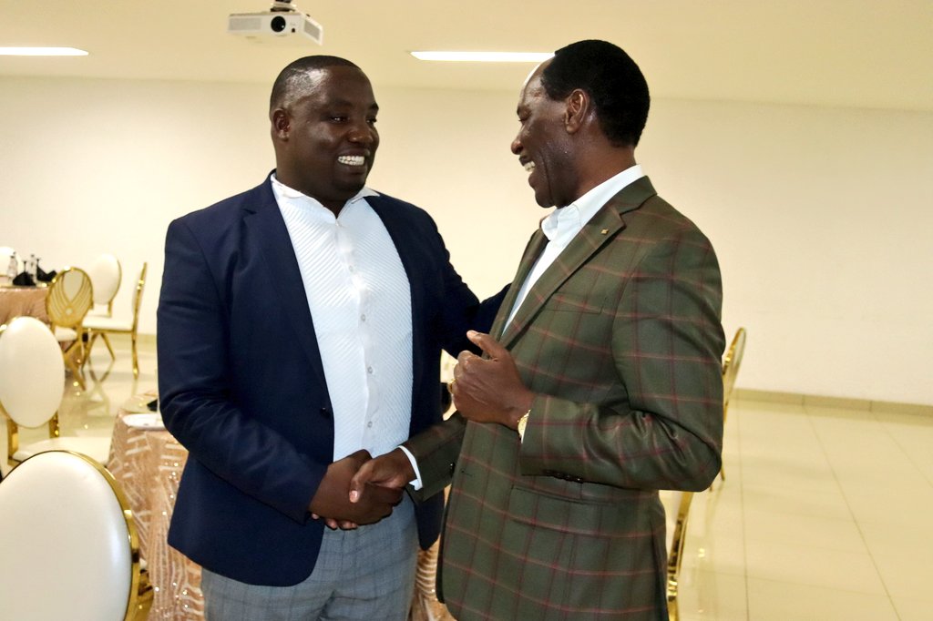 TheMCSK's tweet photo. Renowned Gospel singer Ali Mukhwana made a heartfelt performance during the #InukaAtOne Anniversary last evening and later on shared his insights with our CEO @EzekielMutua on how to elevate MCSK and also unveiled his new song Mikononi. https://t.co/1JwDeMyGIb