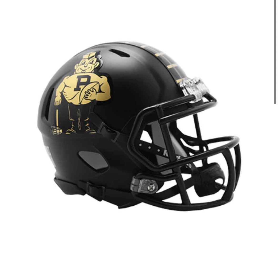 🚨 Breaking 🚨

Purdue will wear Purdue Pete on their helmets for Homecoming this year. 

This will be the first time he is on the football helmet.

Now will they pair it with Gold jerseys or Black out?