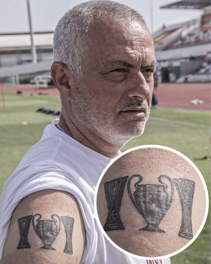 Roma coach Jose Mourinho gets tattoo celebrating historic trophy haul