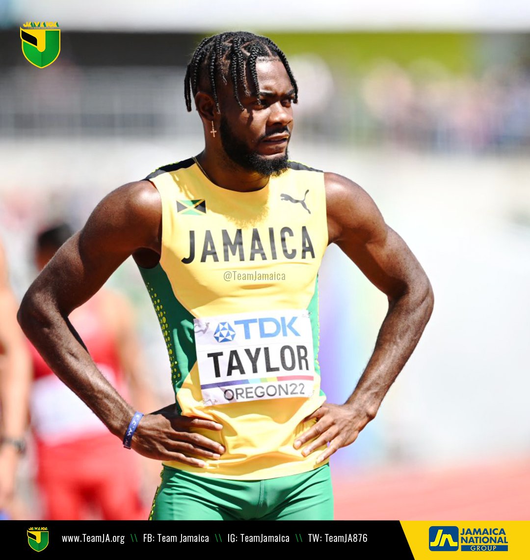 TeamJA876's tweet photo. Christopher Taylor of #TeamJamaica 🇯🇲 2nd in Heat 2 of the Men's 400M with a time of 45.68. 🖤💚💛

Coverage powered by @jnbanklimited
 
#GuhHaadAndDone #WorldAthleticsChamps https://t.co/3rfB29mjzP