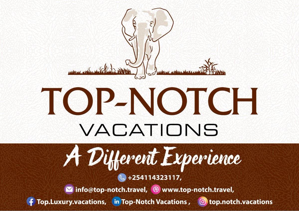 Contact Top-Notch Vacations for all your East Africa holiday bookings. 
Kenya🇰🇪 Tanzania 🇹🇿 Uganda 🇺🇬 & Rwanda 🇷🇼.
​#Luxurytravel #Helicoptersafaris   #Travel&toureastafrica    #Unique&excitingvacations  #Luxurytents #Luxurycamps #Luxurylodges #Luxuryshotels #travel🌍