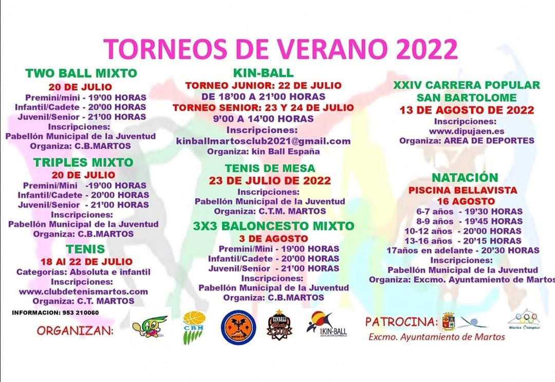 CB_Martos's tweet photo. Os esperamos el día 20 de Julio en el pabellón de la Juventud para los concursos de two ball y triples . Inscripciones en el mismo pabellón. Organiza @CB_Martos y patrocina @AytoMartos https://t.co/WLtkC606UJ