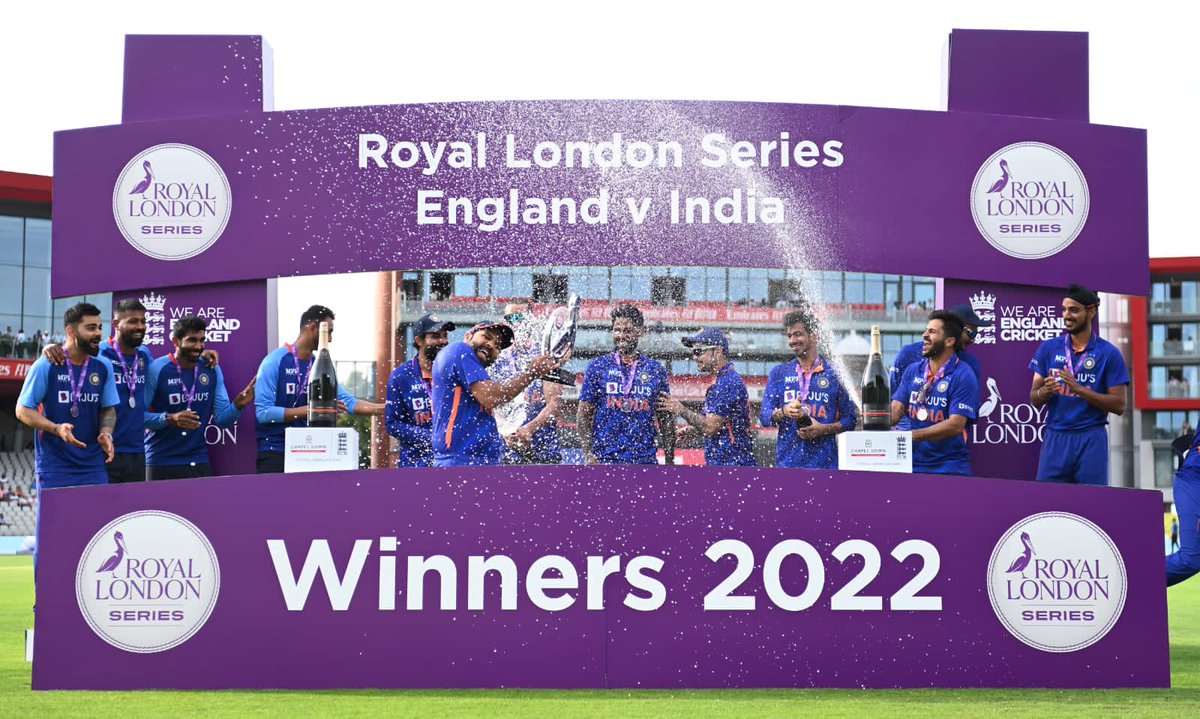 SDhawan25's tweet photo. History is written by winners! Congratulations #TeamIndia for the amazing series 🇮🇳 #IndVsEng #ODISeries https://t.co/NQt2FGxv9T