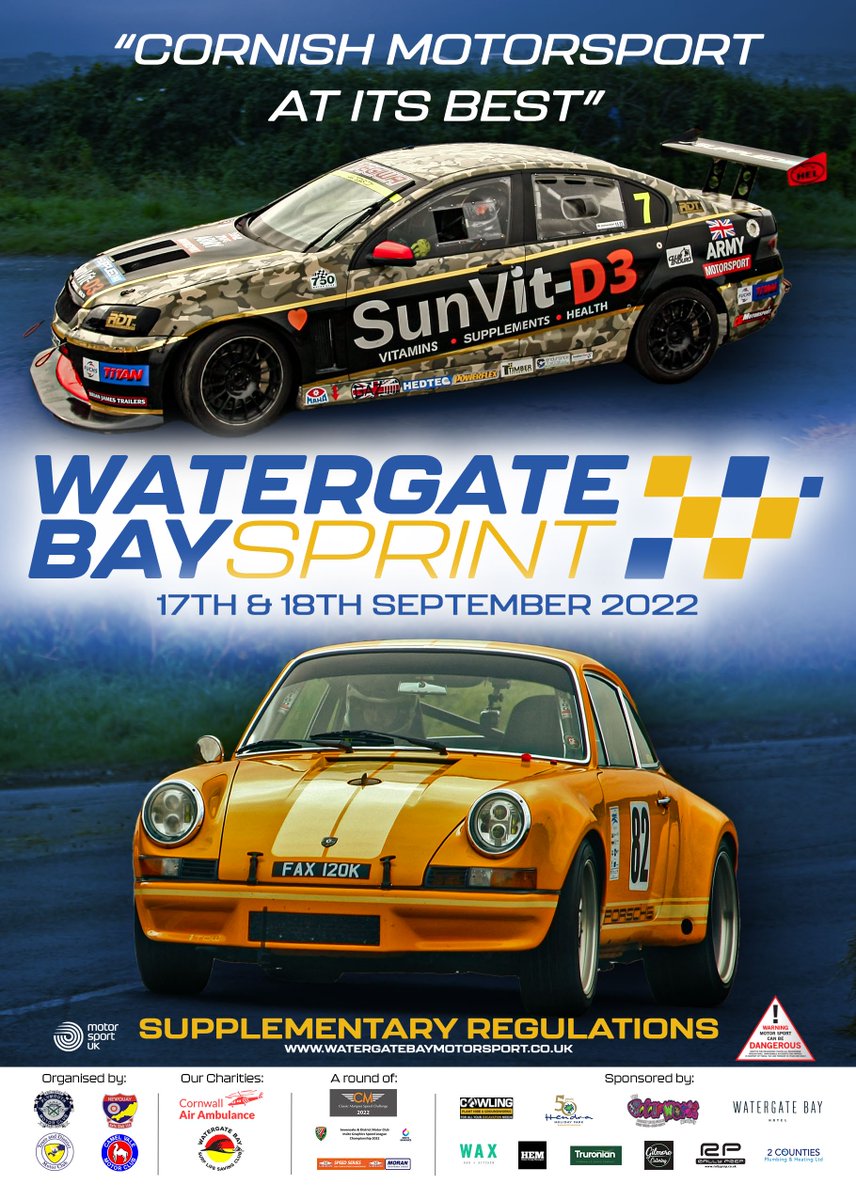 🔵 REGULATIONS NOW AVAILABLE

Regulations for the 2022 Watergate Bay Sprint on 17/18 September near Newquay, Cornwall are now available to view and download.

A reminder that entries open on 24/7/22 at 20:00.

#WBS22