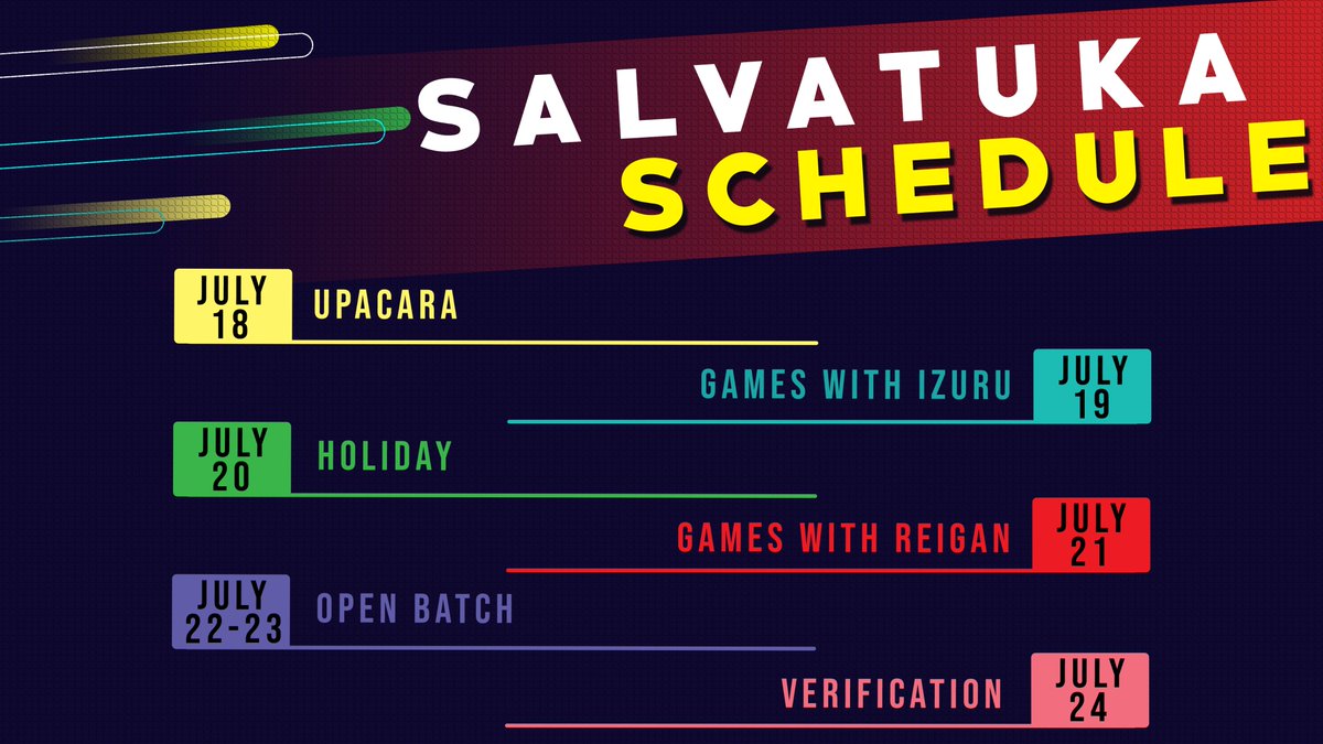 Here's our schedule for the next week.
