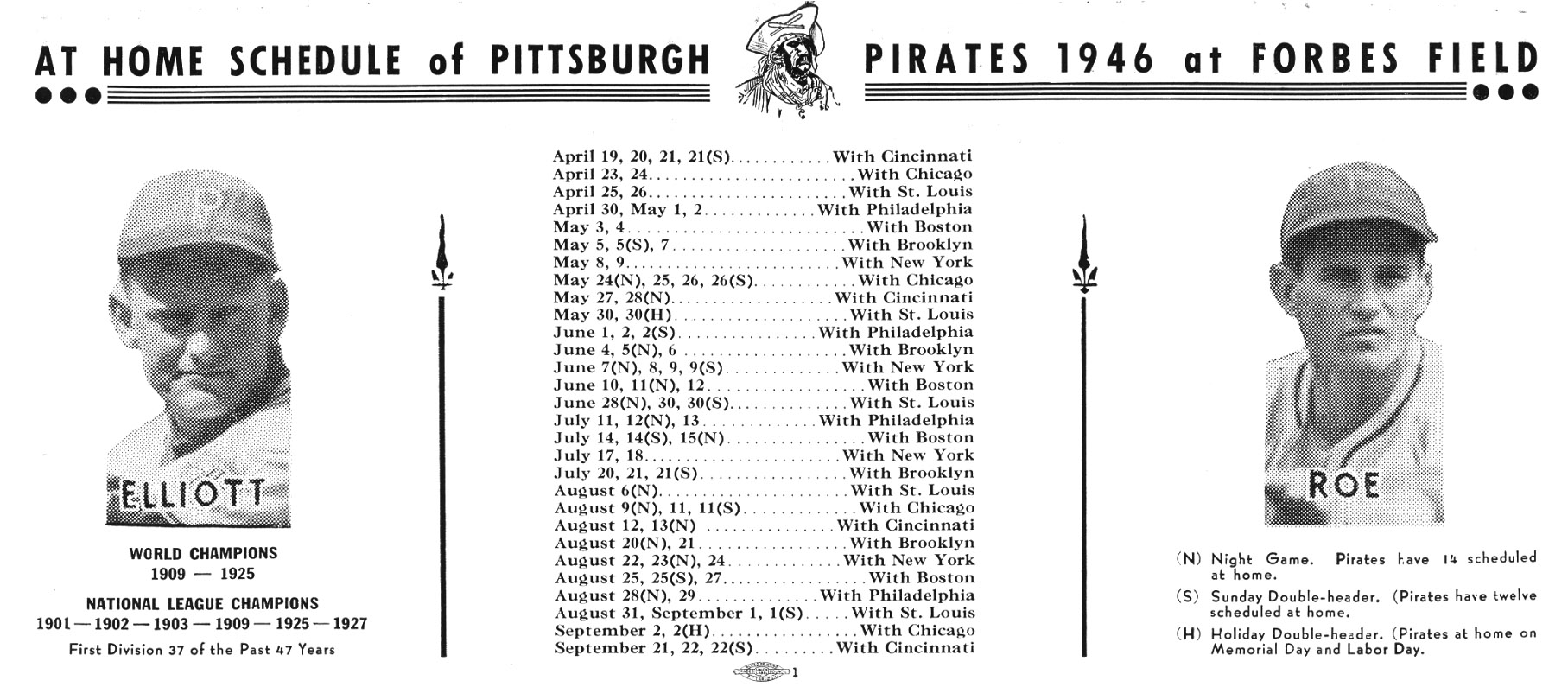 PittsburghsHistoricBallparks on Twitter "1946 Pirates home schedule at