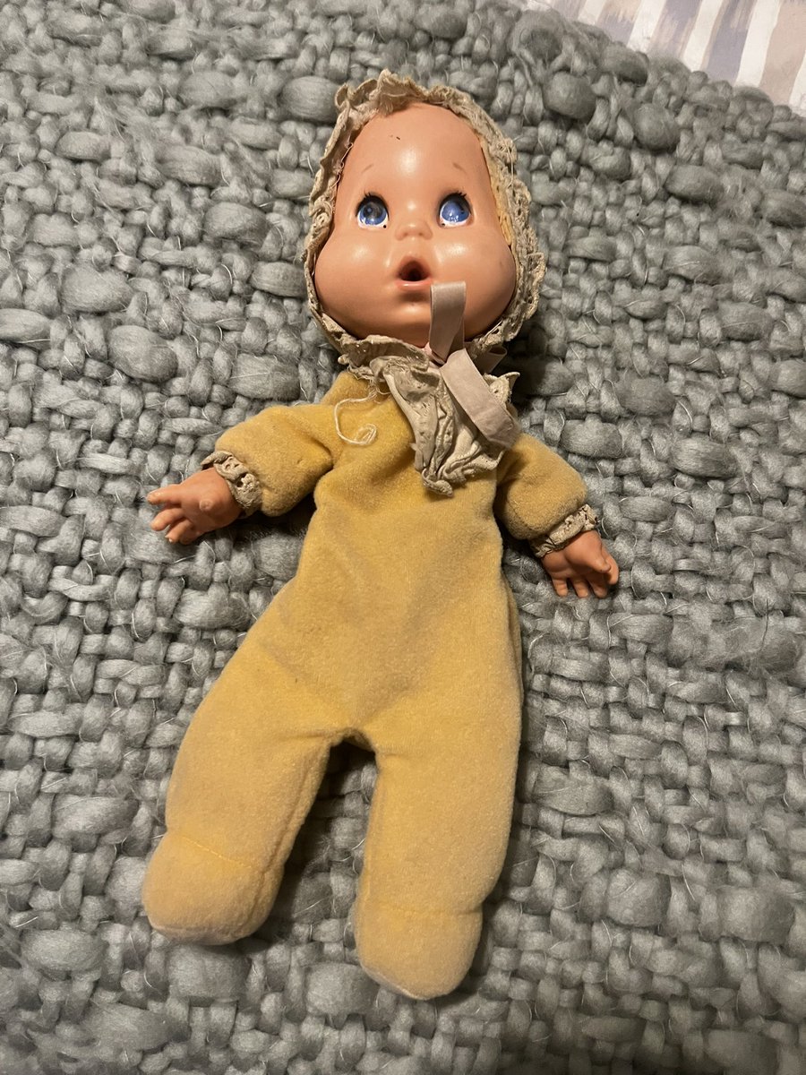 cicistheories's tweet photo. Went to a farmer’s market and found a less loved version of my childhood baby doll. A must for the new grand baby! https://t.co/I2MqMWqGfV