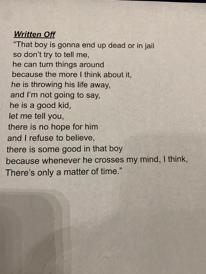 First, read it normally, from the top down and then reverse it and read from the bottom up.  Perspective for those of us working with young people.                 
Called to Coach and Inspire - proactivecoaching.info