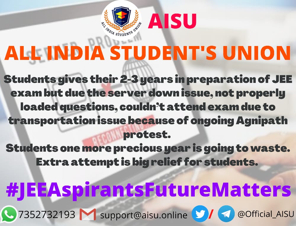 IamSaurav_1's tweet photo. #JEEStudentsWantJustice 
@DG_NTA it's our genuine concern so pls help by just looking at their matter 
Give #JEEMains2022 Aspirants third attempt.
#JEEAspirantsFutureMatters https://t.co/OJpowbtIAf