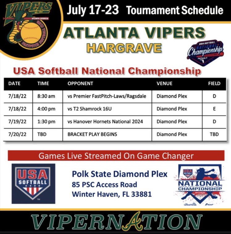 Super excited to get back on the field with the best team <a href="/VipersHargrave/">Atlanta Vipers Hargrave 18u</a> !!! <a href="/CoachmilliSB/">Cheryl Milligan</a> <a href="/rykerzc/">Ryker Zane Chason</a> <a href="/CoachJordanSB/">Jordan Clark</a>