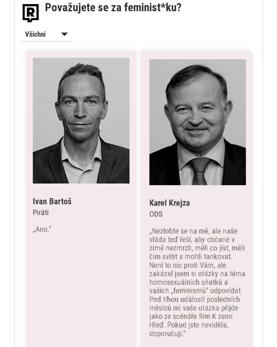 Považujete se za feminist*ku ?

Ivan: Yes

Karel: