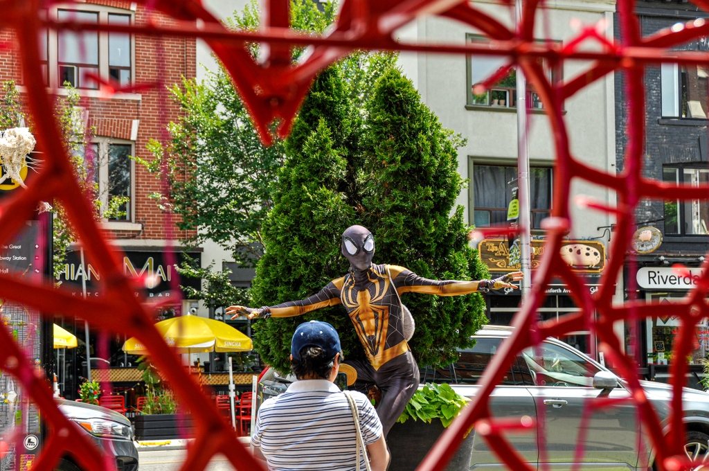 BroadviewDanBIA's tweet photo. Your friendly neighbourhood Spiderman popped by #BroadviewDanforth recently. We caught him here by the #CarrotCommon. Have any of you spotted him recently?

Tag us if you’ve seen him here too 😁 🕷🕸

👁 @p3t3rparkour

#peterparkour #torontospiderman #torontospidermansightings https://t.co/rTiSS4M5ef