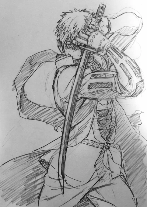 #一番最初に描いた同田貫を見れるタグ
多分これ…恥ずかし…(肩の防具忘れてるしマフラー短いね) 