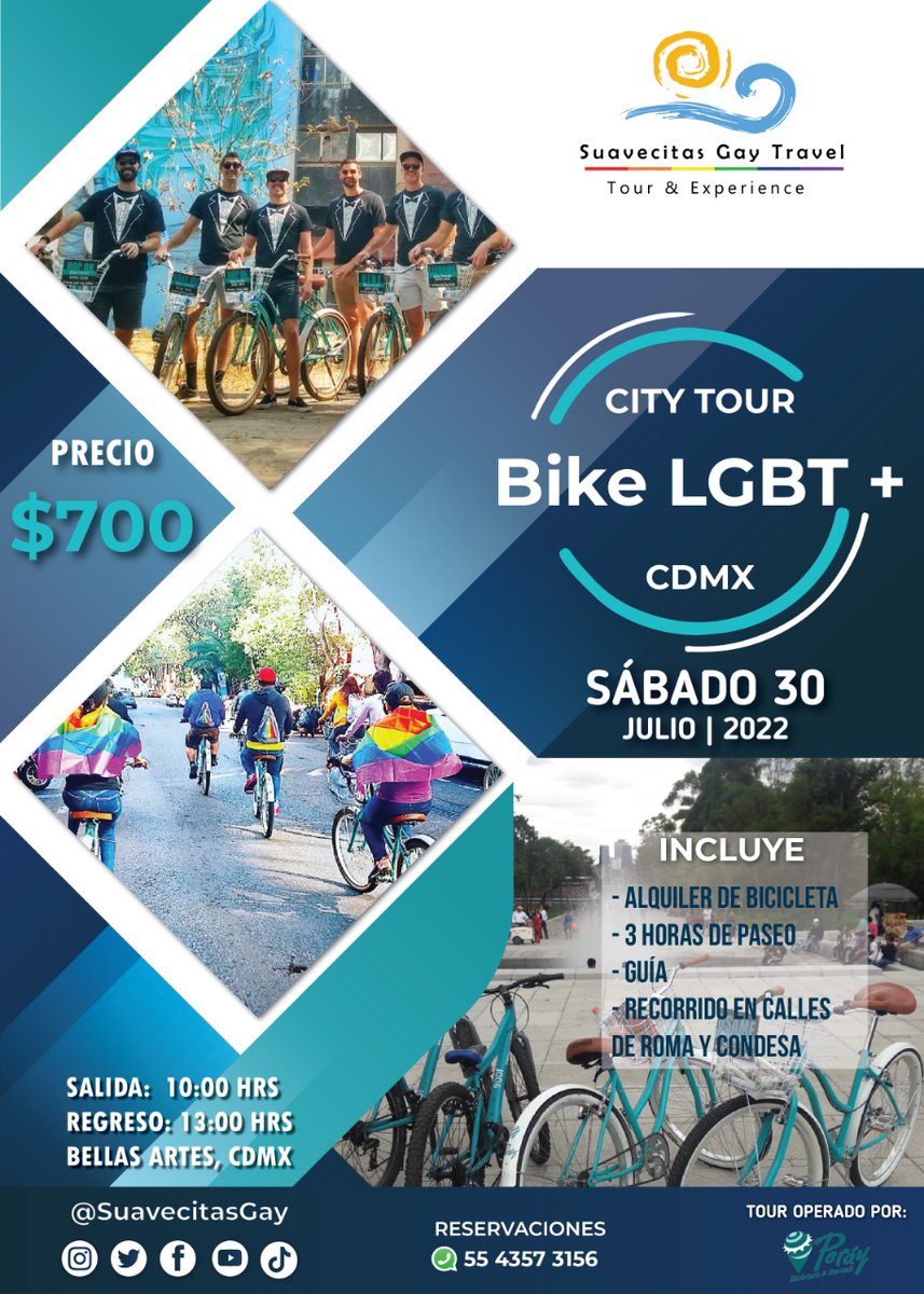SuavecitasGay's tweet photo. ¿Visitas la Ciudad de México?
Acompáñanos a este tour en bicicleta por las calles de la #capirucha.
https://t.co/P7wJBNZicx https://t.co/tof44ZWFTF