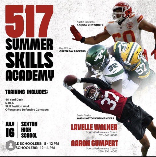 Showed out at the 517 skills academy, was selected best Offensive lineman @holtramfootball @TrambleJoe @MIexposure @linemen_factory @OLine_TEK