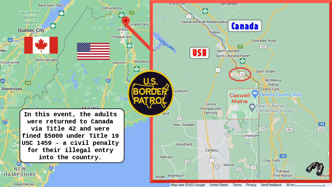 borderObserver's tweet photo. 5 Romanian Nationals Apprehended for Illegal Entry in Van Buren, Maine by US Border Patrol Agents
https://t.co/DZnAbXkT2k
#NorthBorder 2 May 2022

Near Caswell, Maine, #USBP agents encountered 5 Romanians - 2 adults and 3 children.

#CBP_action qt-cbp-media-3607 #borderObserver https://t.co/UPFwJbSl7n