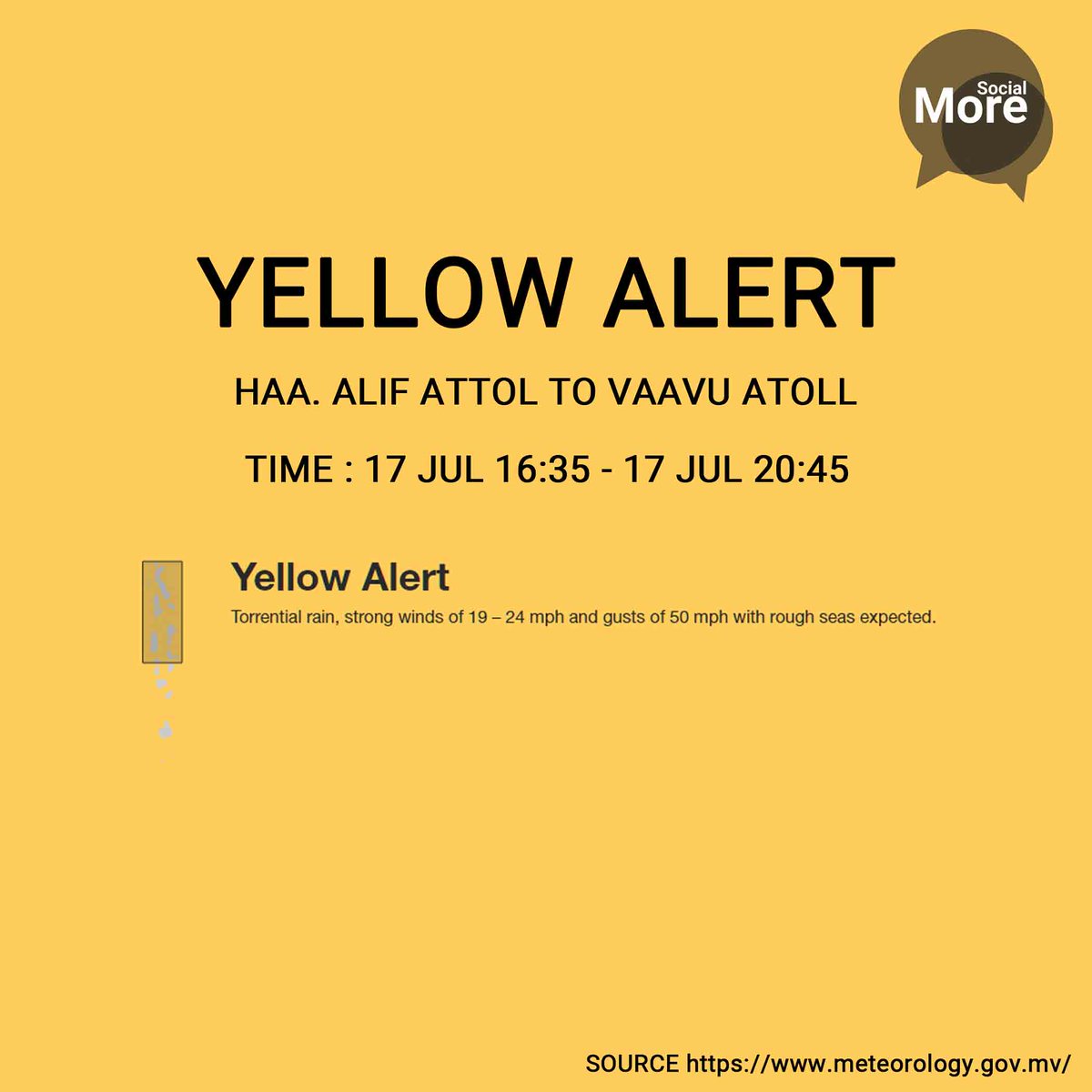 socialmoreMV's tweet photo. YELLOW ALERT #Wether #Maldives https://t.co/Fr1qEnHNrJ