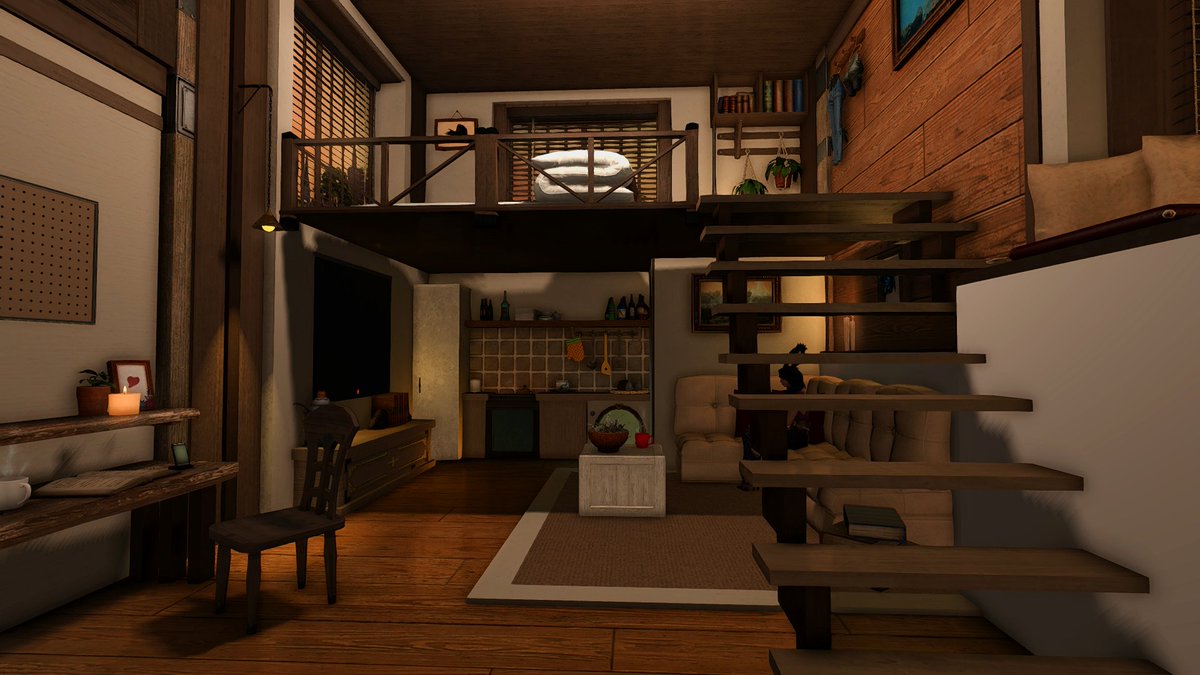 minatodistrict's tweet photo. [S] Loft (Apt 3)
Aether | Gilgamesh | Goblet | W19 P53
Designed by @Uncle_Vanzel
Pics by @bunbun_uwu 

Visiting? Share your pictures! Tag us @minatodistrict / #ff14minatodistrict

#FFXIV #FFXIVHousing #HousingEden #FF14ハウジング #FF14Housing https://t.co/s13B2jxfu0