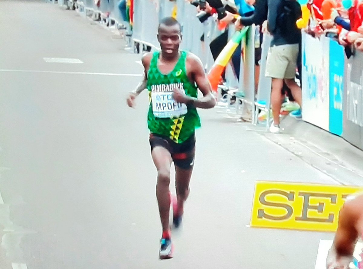 SteveVickers5's tweet photo. Brilliant! Zimbabwe's Isaac Mpofu finishes 10th in the Men's Marathon at the World Athletics Championships in the USA in 2 hours 7 mins 57 seconds. https://t.co/rrn5FkVu1v