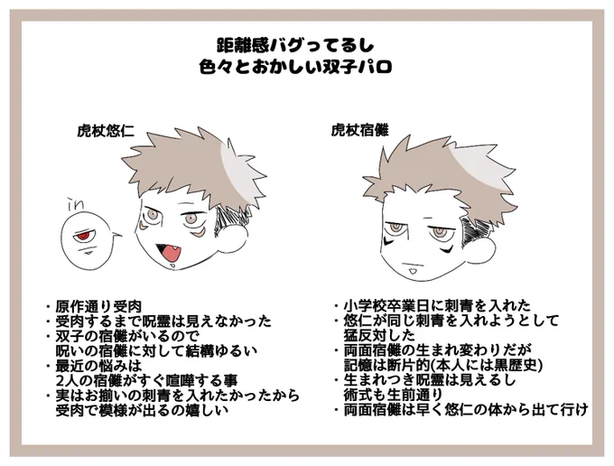 こういう設定で描いてる双子パロ
2人で1人とか普通に思ってるタイプだから距離感バグが当たり前
2人ともしっかりゴリラだから色んな方向にぶっ飛んでてイカれてる 