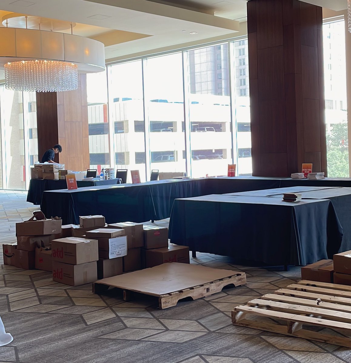 atdpress's tweet photo. Setup has begun at the #ATDCore4 book store! 🥳 Will we see you tonight? We open at 5pm! https://t.co/J5oGt3sahx