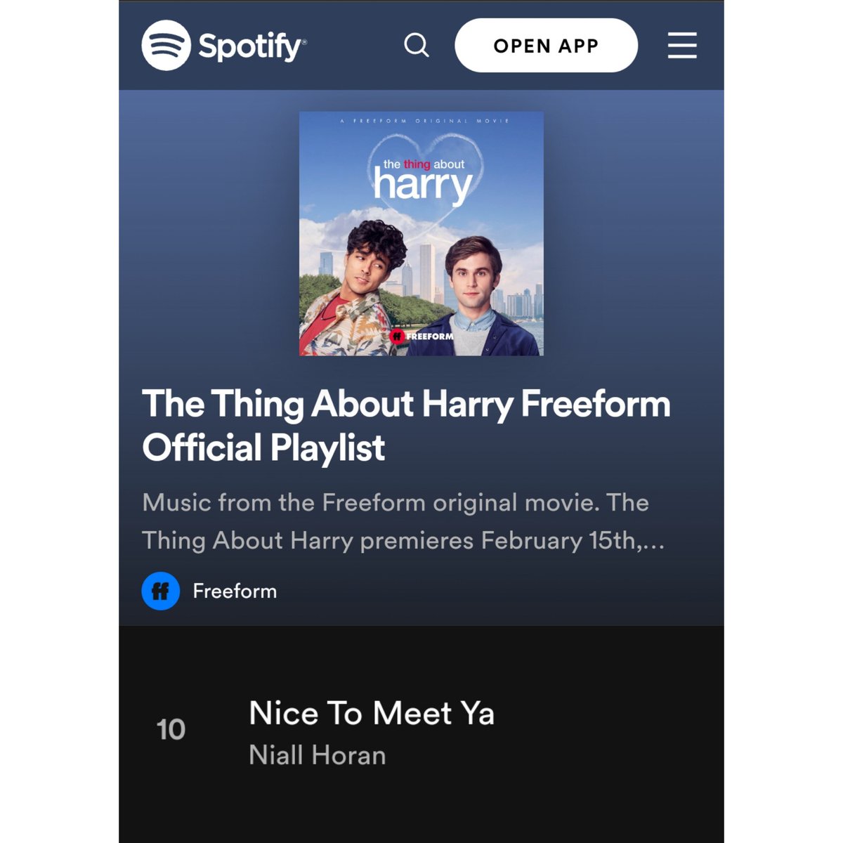 comfortfornarry's tweet photo. There's a gay romcom on freeform called 'The Thing About Harry' and Nice to meet ya (Niall's song) is featured in the movie
Narry: Gay Rights🌈
Narries: It's not about winners or losers but we win💃
#narry #nicetomeetya #thethingaboutharry
#NiallHoran #HarryStyles
#narryisreal https://t.co/gk39rE0AUj