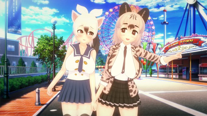 遊園地でプリクラを撮るハイエナカップル✨ 