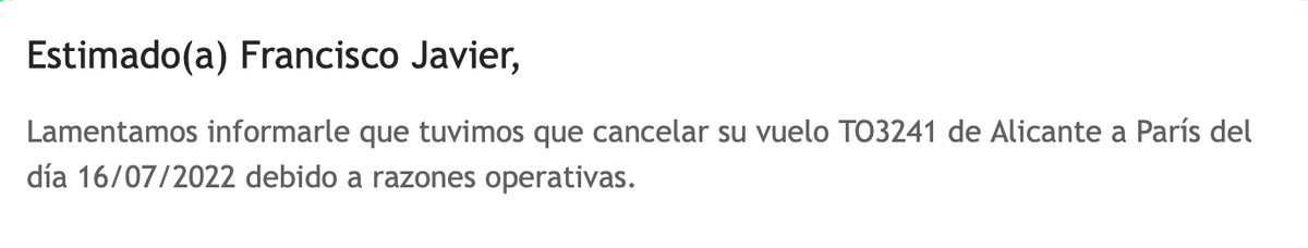 Fcojavierjiro's tweet photo. Vergonzoso el trato de la aerolínea @transavia @transaviaFR cancelando, 15 horas antes de la salida, el vuelo  Paris del sábado 16  perdiendo así el hotel, la entrada al concierto de Coldplay, etc. Alguna forma de poder contactar con ellos para tramitar la indeminzación? https://t.co/i7pZRLkugk