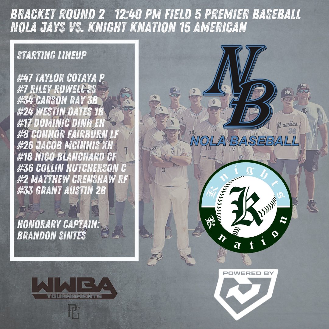 Nola_Baseball's tweet photo. Couldn’t we have done this a little closer to home? 😬 Challenging match up for Jays in round 2 vs. @knightknation4L! @Nola_Baseball #thenolaway @PG_Tourney #TexasHeat https://t.co/7WiteMFAhF