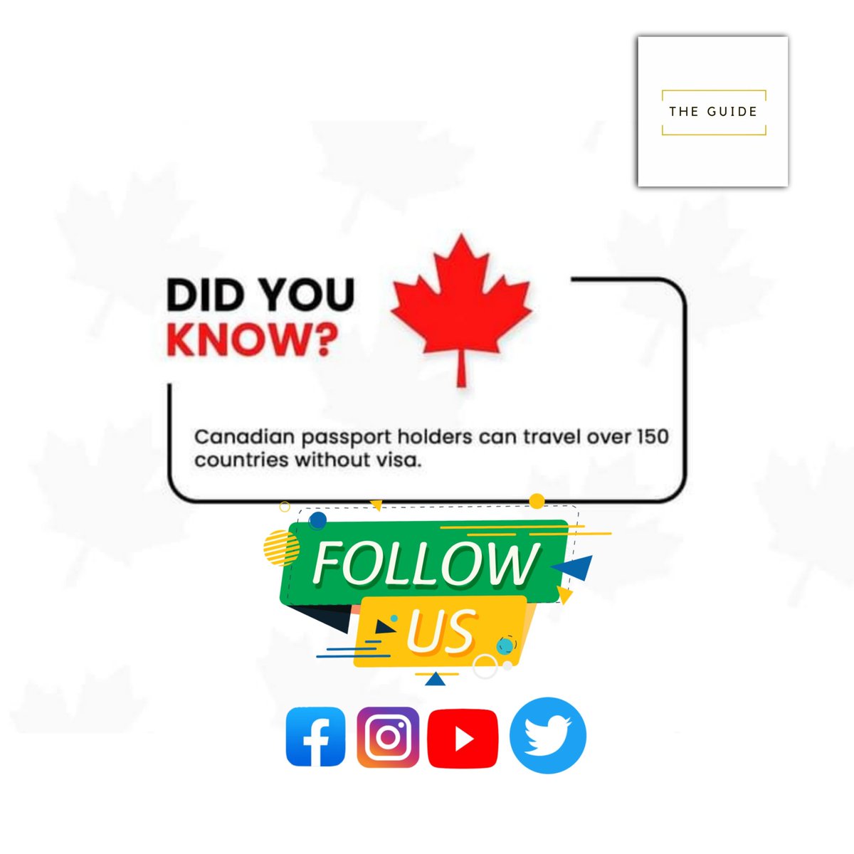Did You Know?

Canadian Passport holder can travel to 150 countries without visa.

Canadian Passport is one of the strongest passport in the word.

Check Your Free Eligibility For Canada PR Visa 

Fill the form link in Bio 
________________________________

Like &amp; Follow us