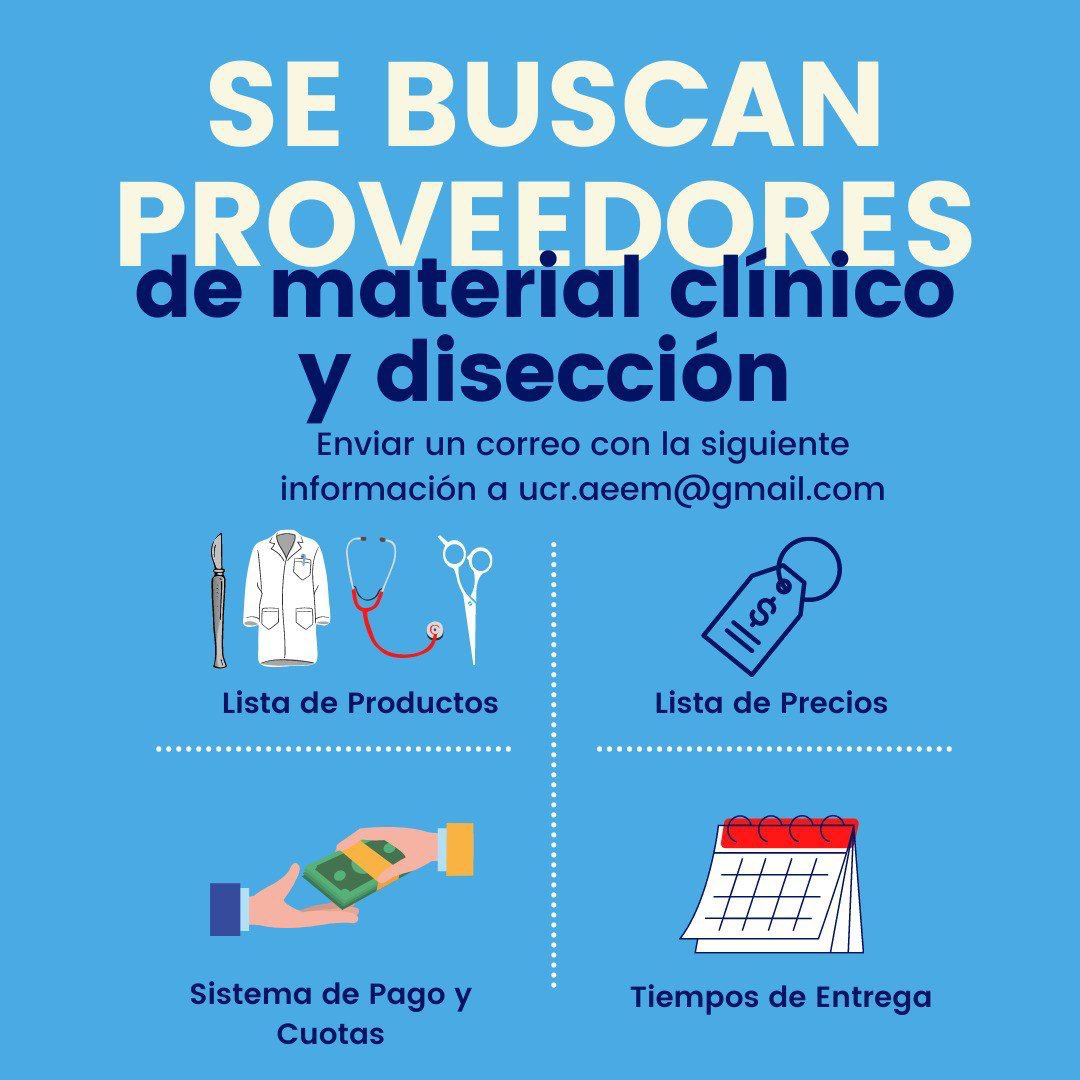 ¡Buenos Días! En busca de facilitar la compra de material clínico y de disección para lxs estudiantes la asociación busca proveedores que deseen trabajar con nosotrxs durante el próximo ciclo lectivo, la fecha límite para enviar la información es el 23 de Julio