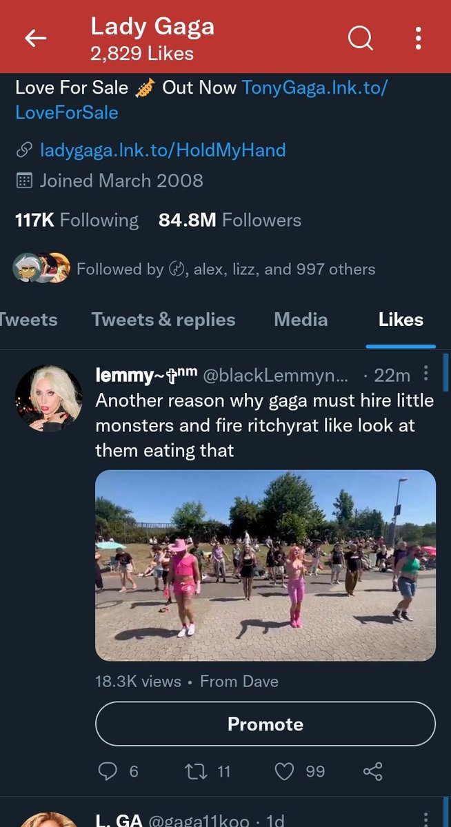 blackLemmynade's tweet photo. HELPPPP NOT LADY GAGA LIKING MY TWEET ABOUT FIRING RITCHY?!??? 😭😭😭😭 https://t.co/WrFIgUFew4