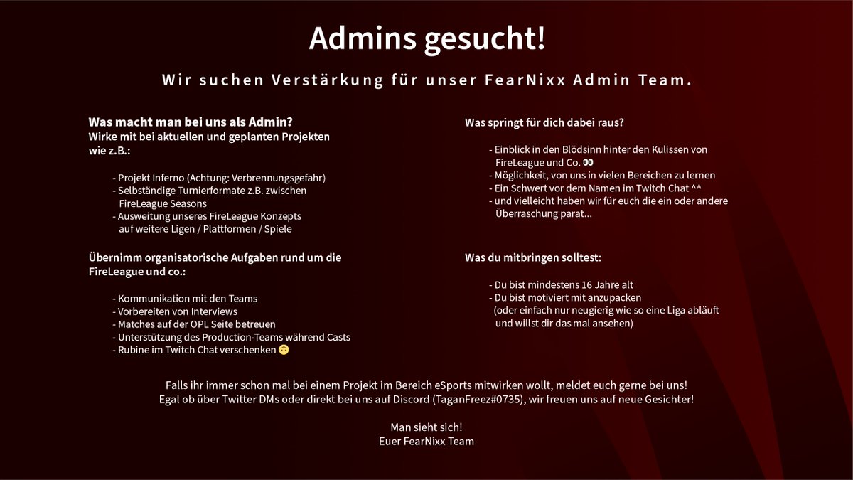 Falls ihr Interesse habt, könnt ihr euch gern melden!👀