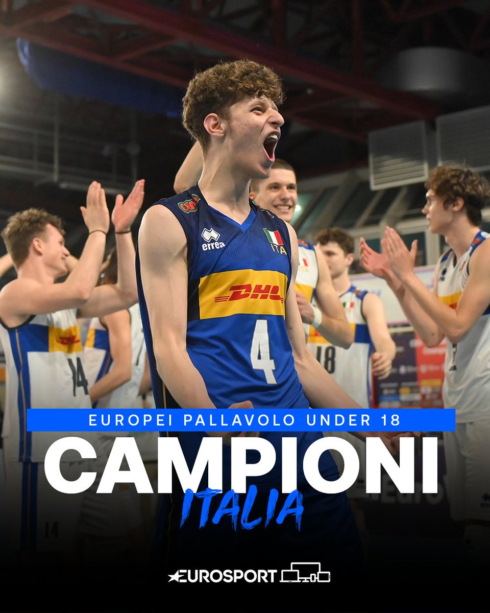 CAMPIONI D'EUROPAAAAAAAAAAAA! 🏐🏆🇪🇺 

L'Italia U18 domina la Francia in finale (3-0) e conquista il 2° titolo europeo di categoria consecutivo! 👏💙🇮🇹 

#EurosportVOLLEY | #Pallavolo | #EuroVolleyU18M | #ItalVolley | #Volleyball