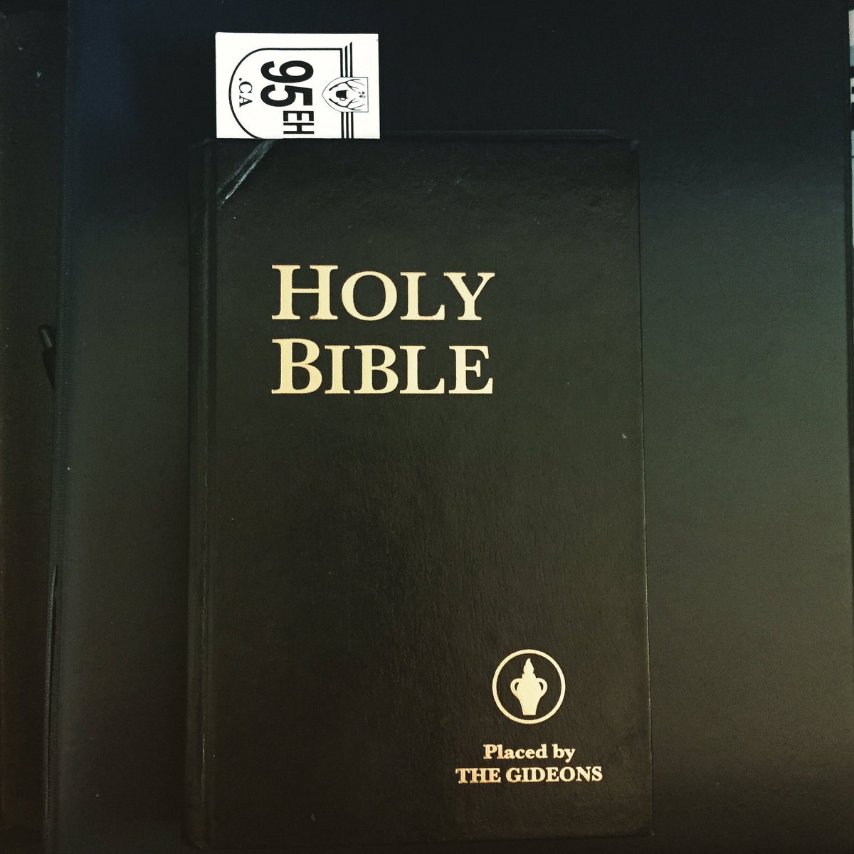 Taking a move out of The Gideons marketing playbook and leaving a <a href="/95EHdotCA/">95eh</a> business card behind with the hotel room bible (and, yes, I left it bookmarked on Ezekiel 25:17).

Content be with you (and also with you) 🙏