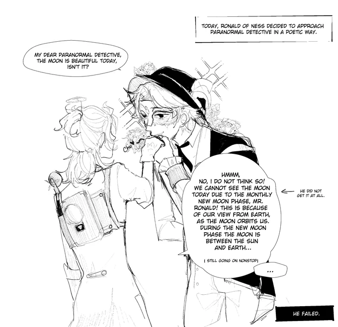 Ronald of Ness and his attempts to flirt with paranormal detective. 