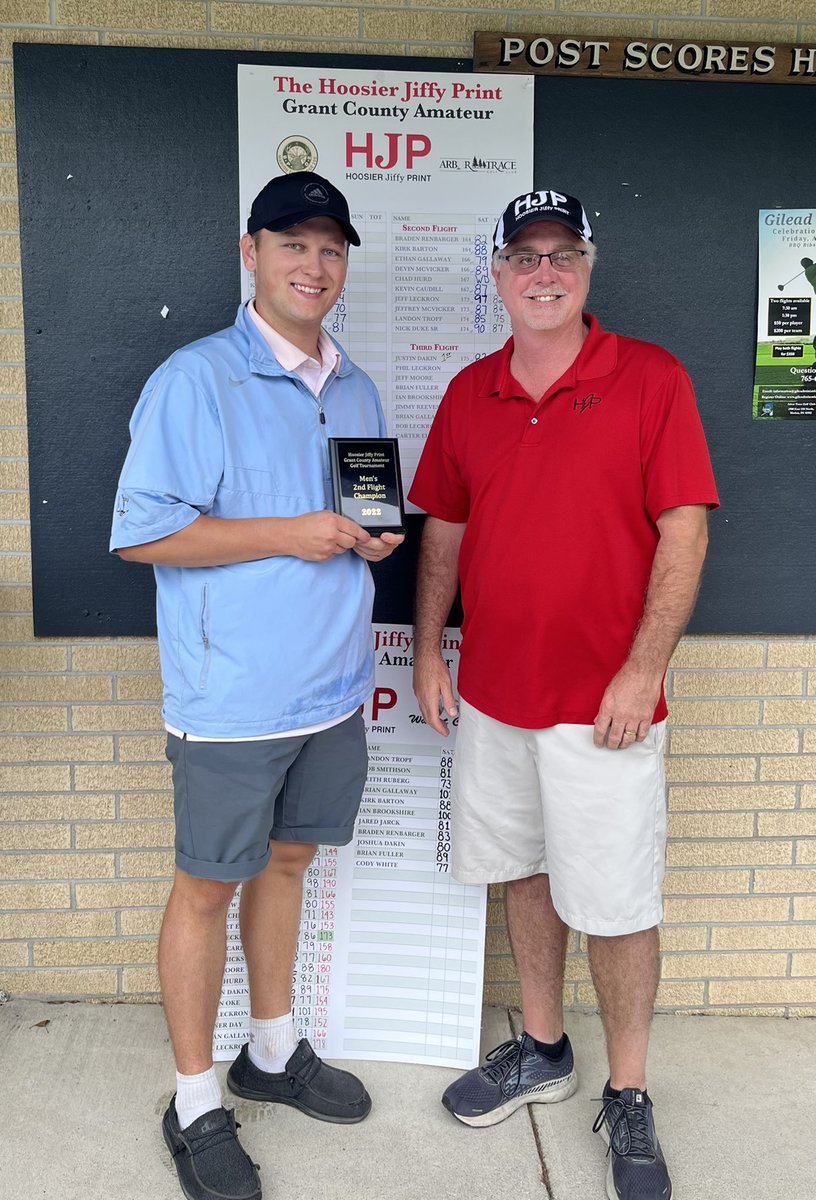 arbortrace's tweet photo. Ethan Gallaway is your second flight winner with a final round of 73. Braden Renbarger finish 6 shots back in second place. Congratulations Ethan!
#tub https://t.co/NeRNkBAJJf