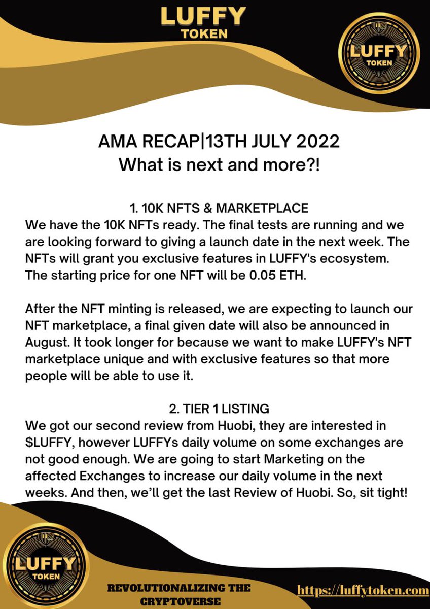luffyinutoken's tweet photo. Here is the last AMA recap! $LUFFY https://t.co/dEZHJzrsZO