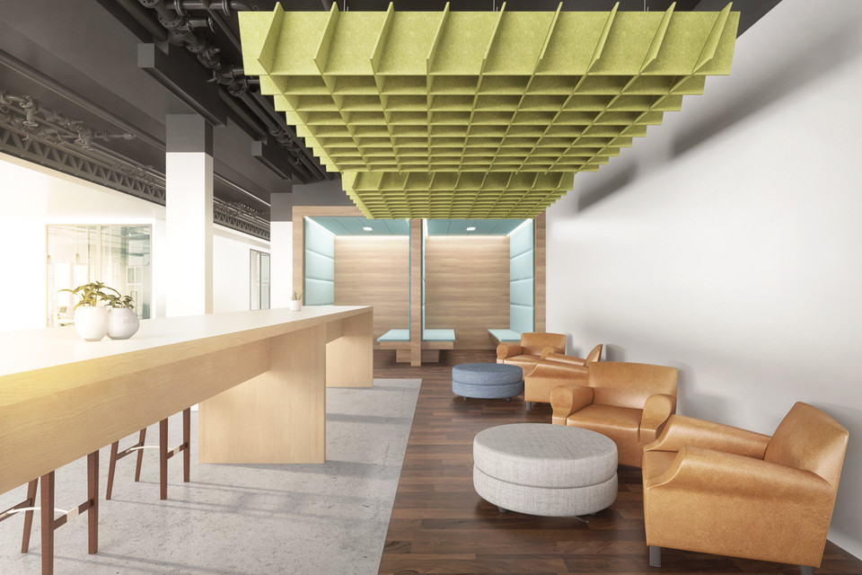 Unusual and stylish PET acoustic ceiling panels can transform your space. goodsound.uk