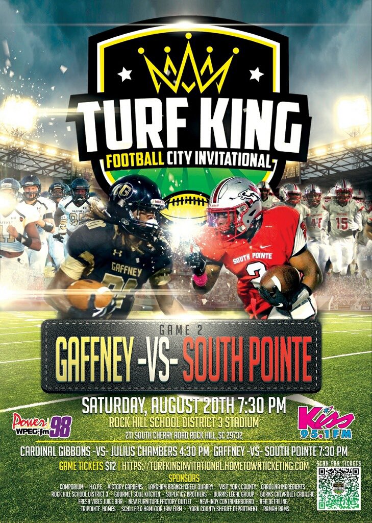 DennisCurrence's tweet photo. It won’t be be long get your tickets now !!!Great season kickoff right here in Rock Hill SC.Make sure you are in the building!#TurfKing https://t.co/fWrAjN4c6i