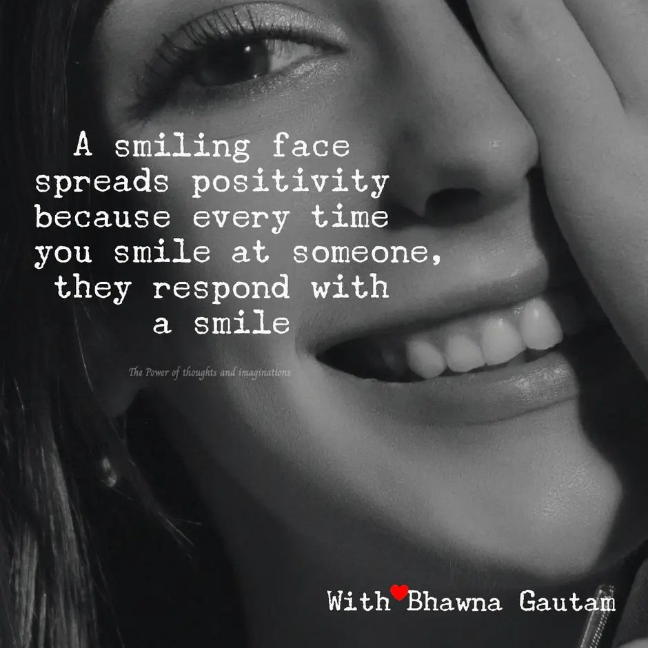 KNeshlin's tweet photo. A smiling #face #spreads #positivity  because every time you #smile at someone, they respond with a smile.
@BhawnaGauta #mondaythoughts #MotivationalQuotes #thoughtoftheday #happiness #Mondayvibes https://t.co/F67rgQI6ar