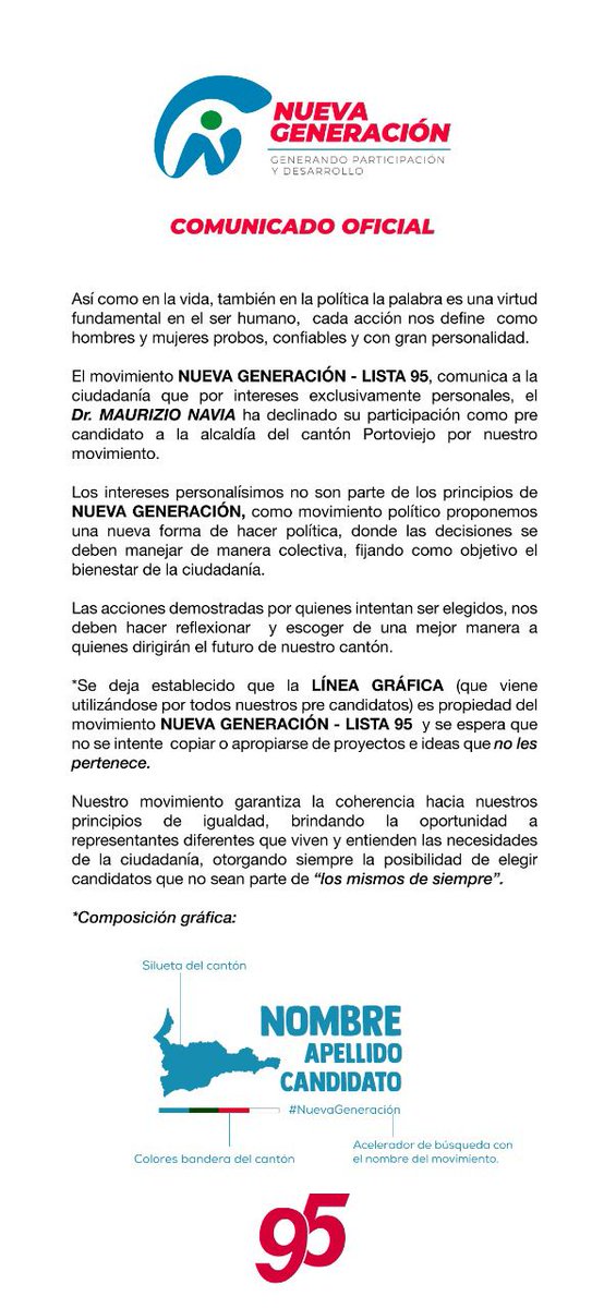 NGManabi's tweet photo. Comunicado Oficial Movimiento Nueva Generación.. 
#Portoviejo #NuevaGeneración #Alcalde2023  #Elecciones2023 #CapitalTv #Canal30 #Manavision #RadioFarra #RadioSonoOnda #radioscandalo #RadioMarejada #RadioCapital #periodicolaultima #ultimasnoticiasportoviejo #radiohits https://t.co/SVmysgYR0S
