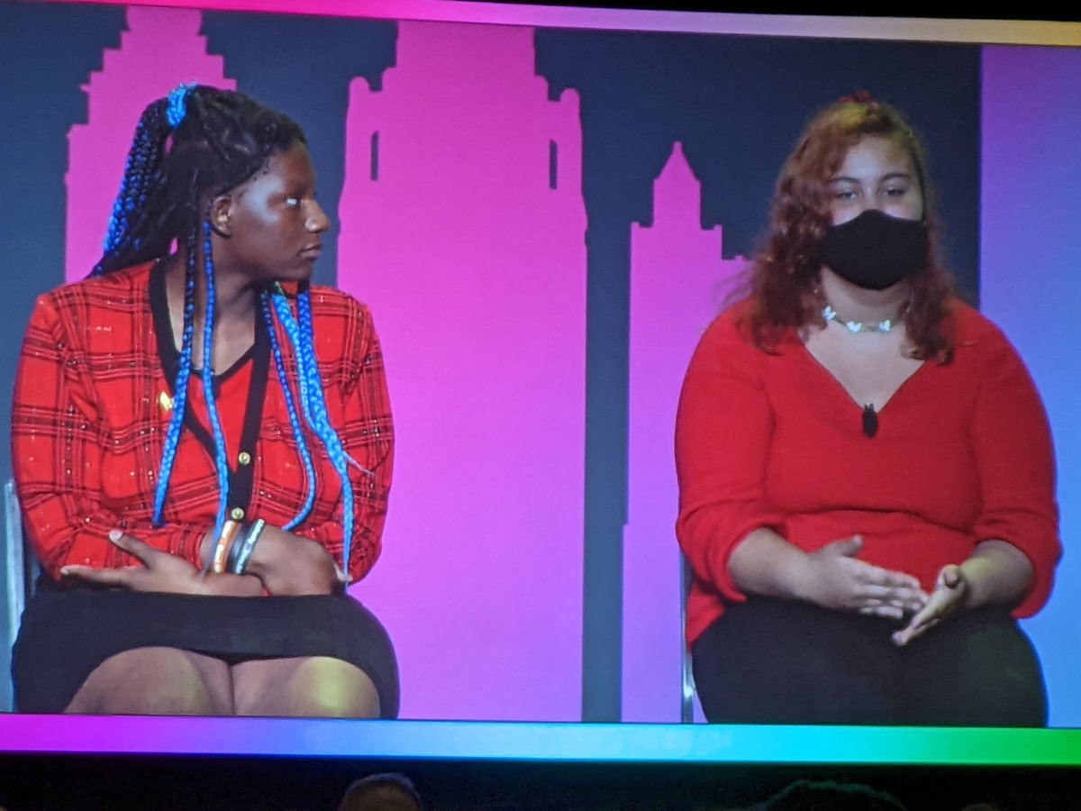 cs4allcps's tweet photo. Energizing and refreshing to hear Jada and Francesca speak about their experiences working together and succeeding in their CS class at Collins HS supported by @TEALSProgram! #csta22 https://t.co/su2FS0H7Rg
