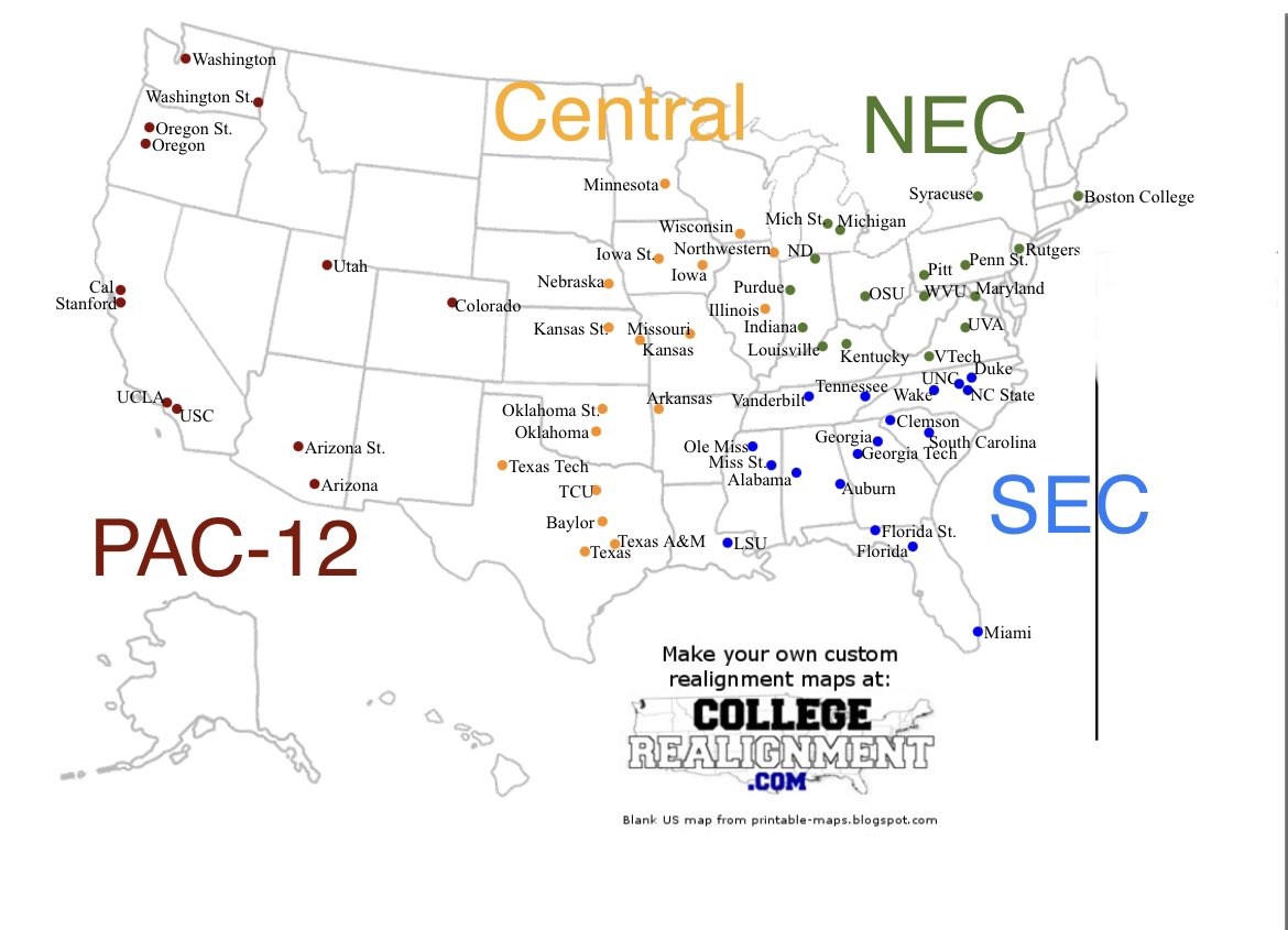Kevin4Church's tweet image. her: “babe come over, my parents aren’t home ;)”

me: “can’t, i’m busy making the perfect college football conference realignment”